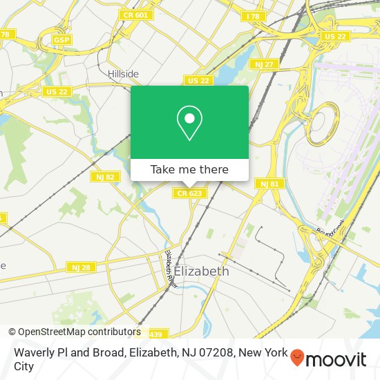 Waverly Pl and Broad, Elizabeth, NJ 07208 map