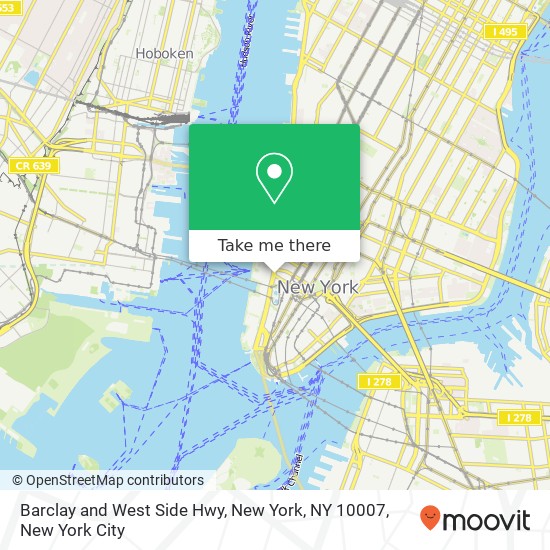 Barclay and West Side Hwy, New York, NY 10007 map
