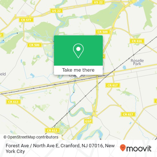 Forest Ave / North Ave E, Cranford, NJ 07016 map