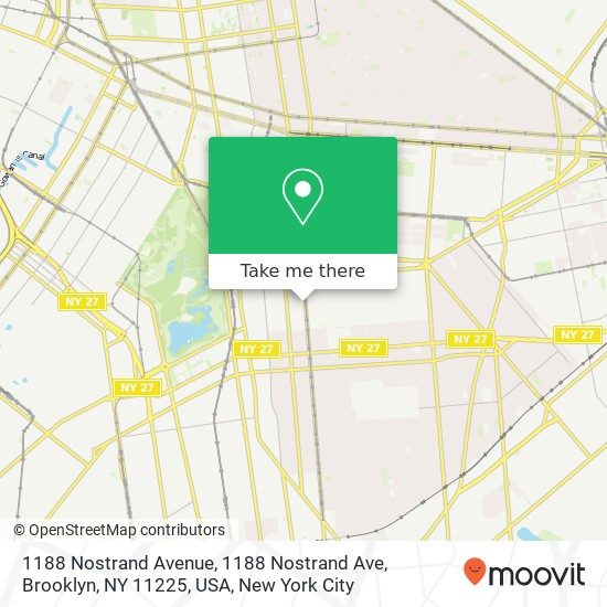 1188 Nostrand Avenue, 1188 Nostrand Ave, Brooklyn, NY 11225, USA map