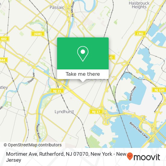 Mapa de Mortimer Ave, Rutherford, NJ 07070