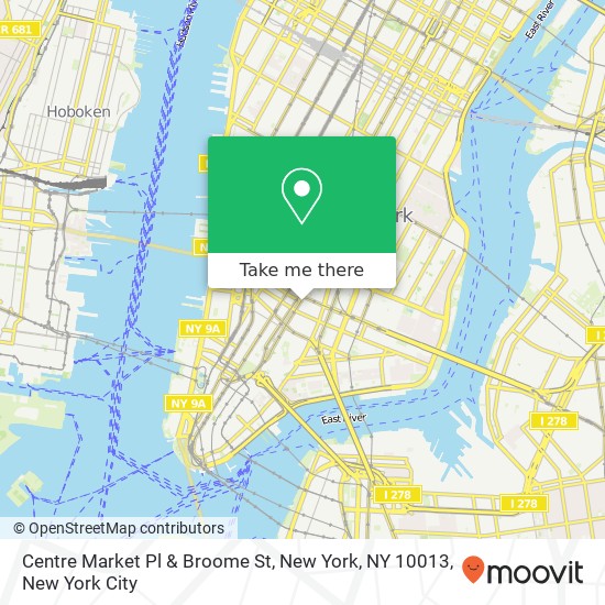 Mapa de Centre Market Pl & Broome St, New York, NY 10013
