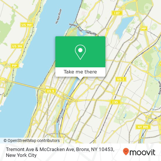 Mapa de Tremont Ave & McCracken Ave, Bronx, NY 10453