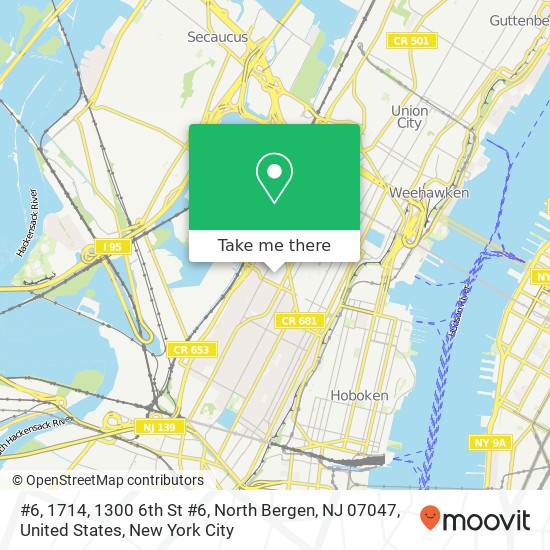 #6, 1714, 1300 6th St #6, North Bergen, NJ 07047, United States map