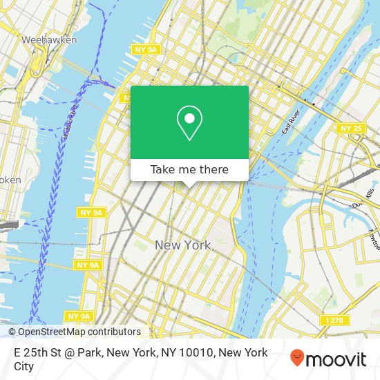 E 25th St @ Park, New York, NY 10010 map