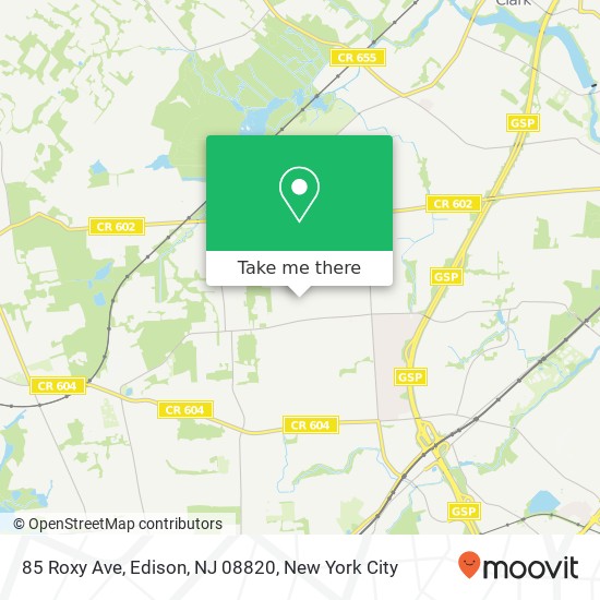 Mapa de 85 Roxy Ave, Edison, NJ 08820