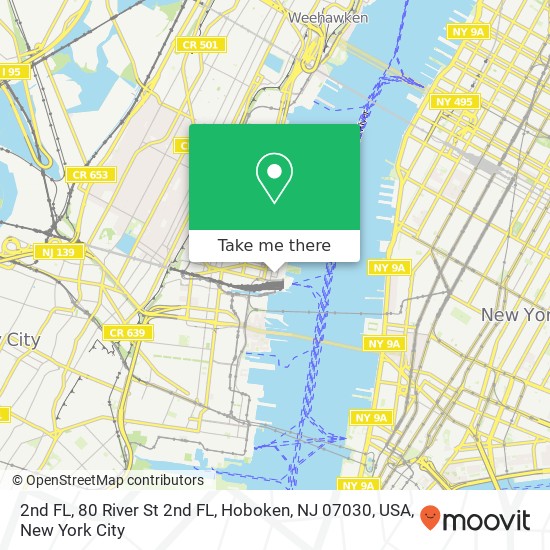 Mapa de 2nd FL, 80 River St 2nd FL, Hoboken, NJ 07030, USA