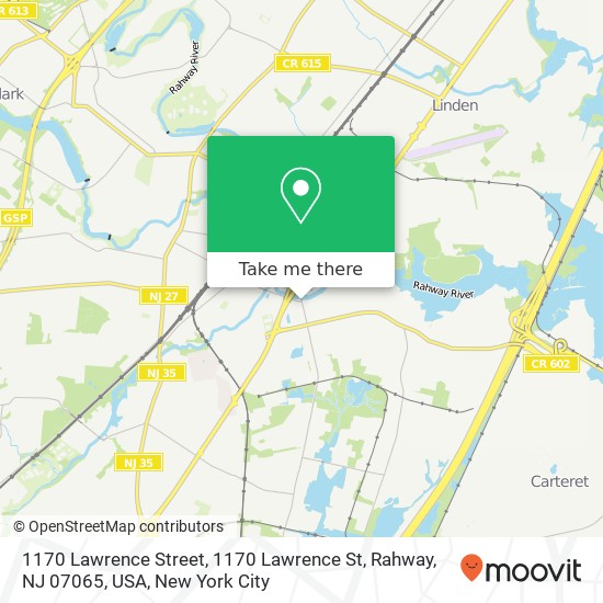 1170 Lawrence Street, 1170 Lawrence St, Rahway, NJ 07065, USA map