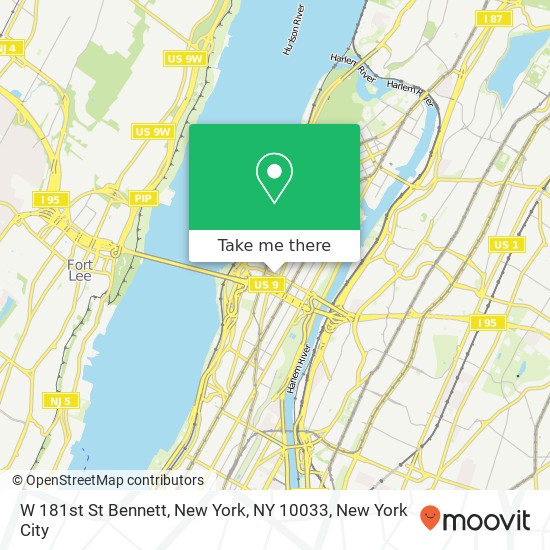 W 181st St Bennett, New York, NY 10033 map
