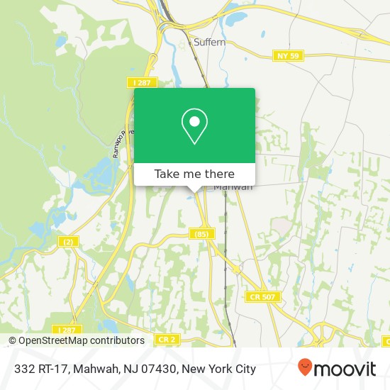 Mapa de 332 RT-17, Mahwah, NJ 07430