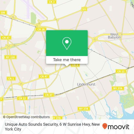Mapa de Unique Auto Sounds Security, 6 W Sunrise Hwy