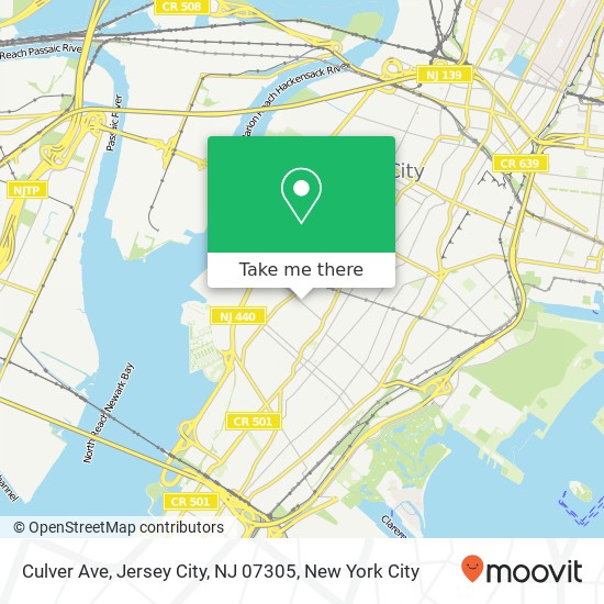 Mapa de Culver Ave, Jersey City, NJ 07305