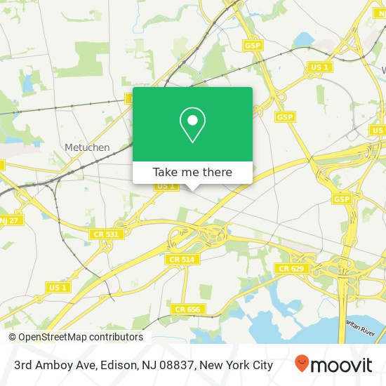 Mapa de 3rd Amboy Ave, Edison, NJ 08837