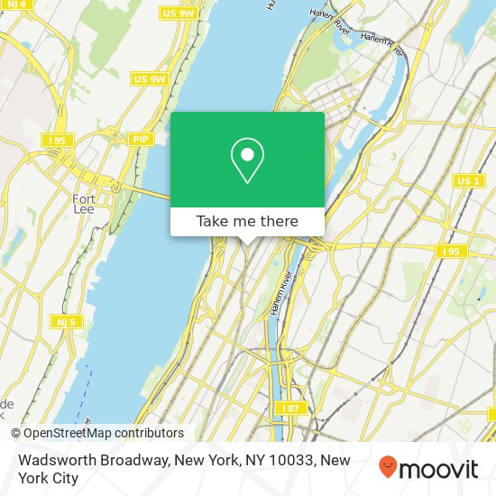 Mapa de Wadsworth Broadway, New York, NY 10033