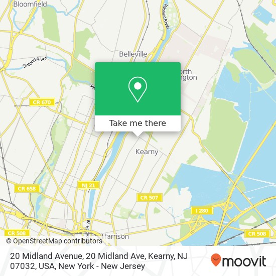 20 Midland Avenue, 20 Midland Ave, Kearny, NJ 07032, USA map
