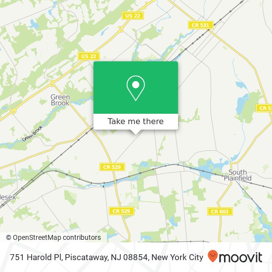 Mapa de 751 Harold Pl, Piscataway, NJ 08854