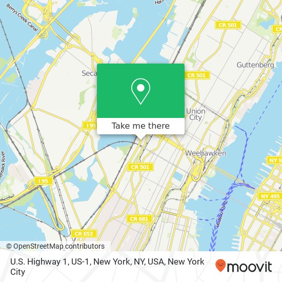 U.S. Highway 1, US-1, New York, NY, USA map