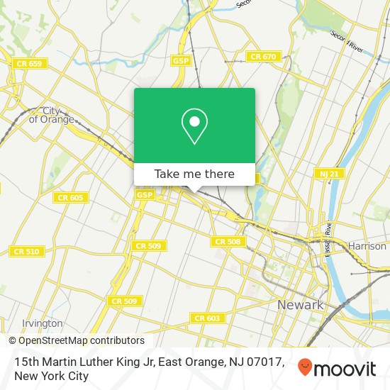 Mapa de 15th Martin Luther King Jr, East Orange, NJ 07017