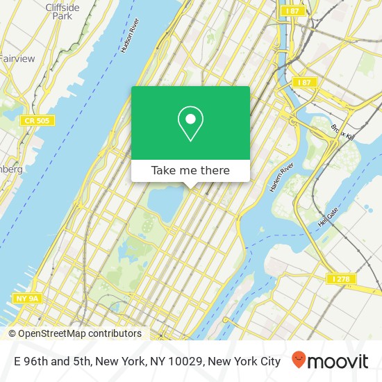 E 96th and 5th, New York, NY 10029 map