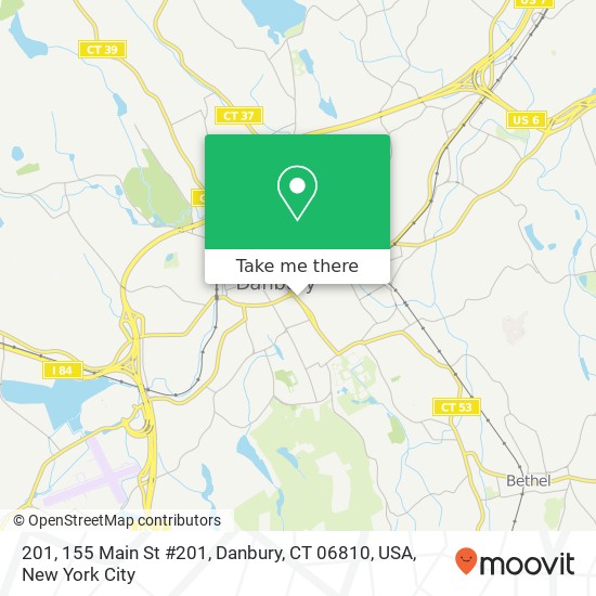 Mapa de 201, 155 Main St #201, Danbury, CT 06810, USA