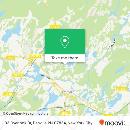 Mapa de 33 Overlook Dr, Denville, NJ 07834