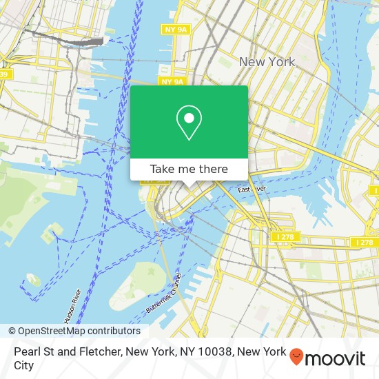 Mapa de Pearl St and Fletcher, New York, NY 10038