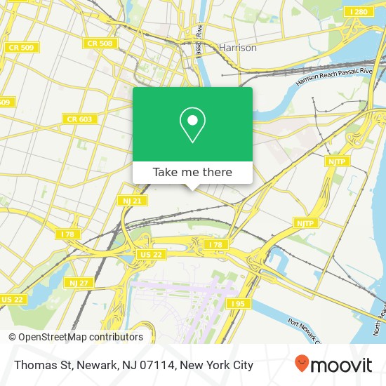 Mapa de Thomas St, Newark, NJ 07114