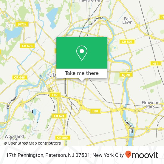 Mapa de 17th Pennington, Paterson, NJ 07501