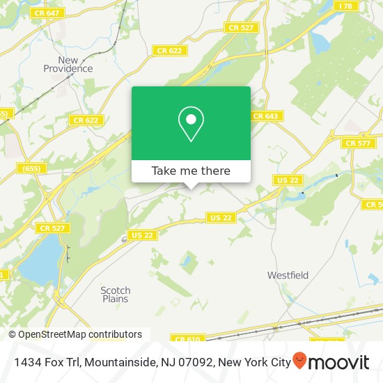 Mapa de 1434 Fox Trl, Mountainside, NJ 07092