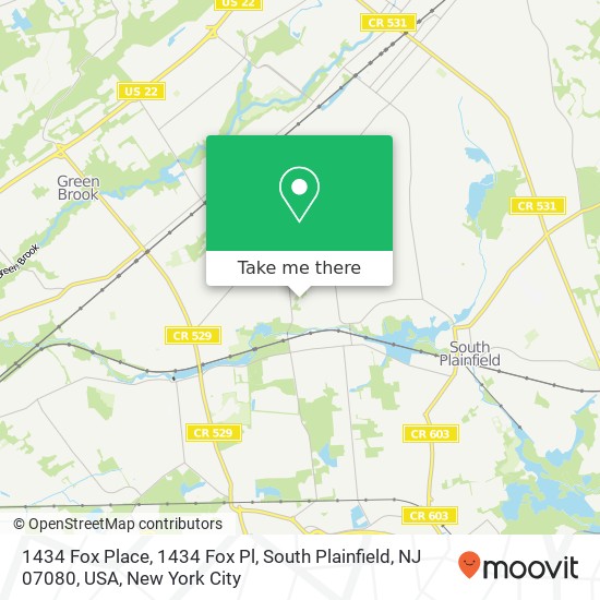 Mapa de 1434 Fox Place, 1434 Fox Pl, South Plainfield, NJ 07080, USA