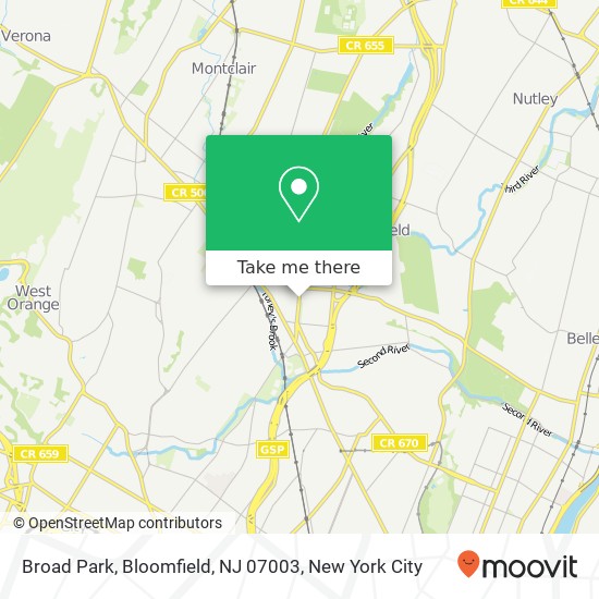 Mapa de Broad Park, Bloomfield, NJ 07003