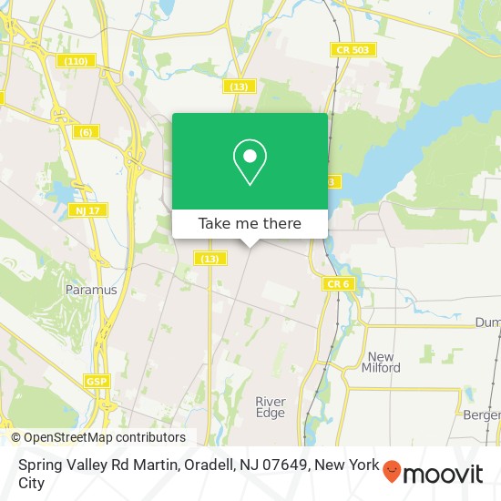Mapa de Spring Valley Rd Martin, Oradell, NJ 07649
