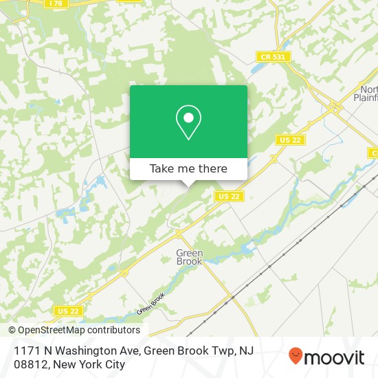 Mapa de 1171 N Washington Ave, Green Brook Twp, NJ 08812