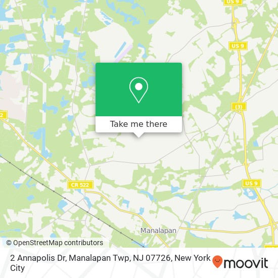 Mapa de 2 Annapolis Dr, Manalapan Twp, NJ 07726