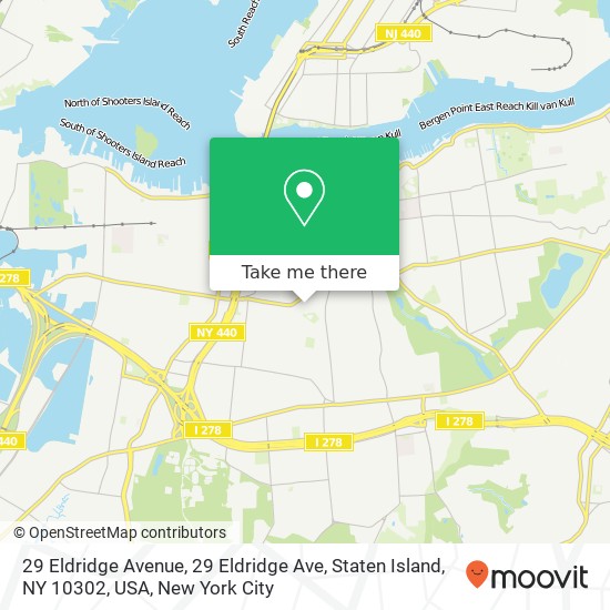 Mapa de 29 Eldridge Avenue, 29 Eldridge Ave, Staten Island, NY 10302, USA