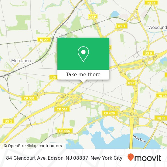 84 Glencourt Ave, Edison, NJ 08837 map