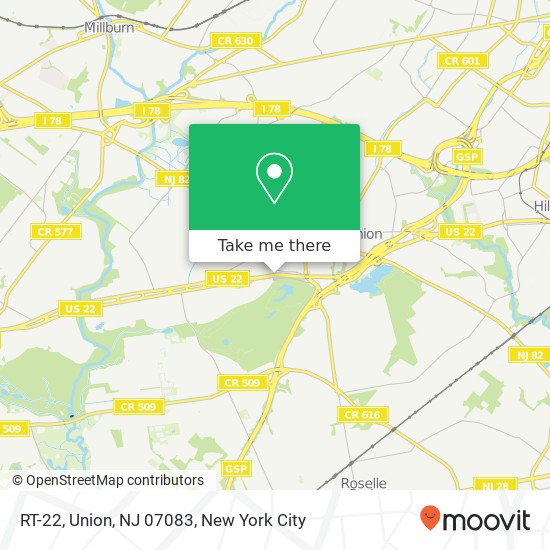 Mapa de RT-22, Union, NJ 07083