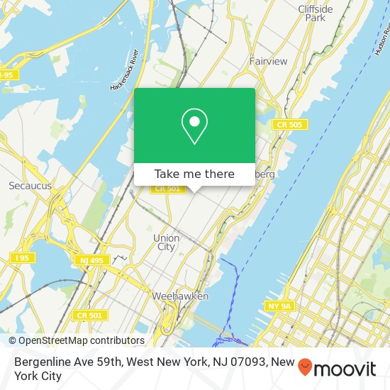 Bergenline Ave 59th, West New York, NJ 07093 map