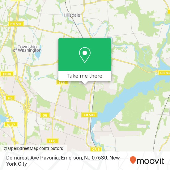 Mapa de Demarest Ave Pavonia, Emerson, NJ 07630