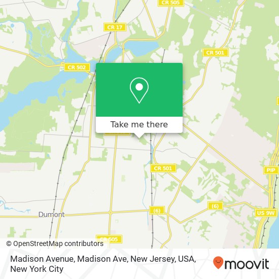 Madison Avenue, Madison Ave, New Jersey, USA map