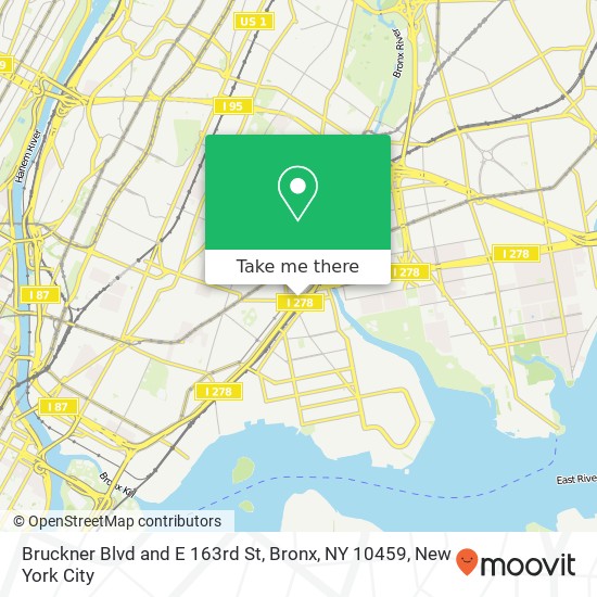 Mapa de Bruckner Blvd and E 163rd St, Bronx, NY 10459