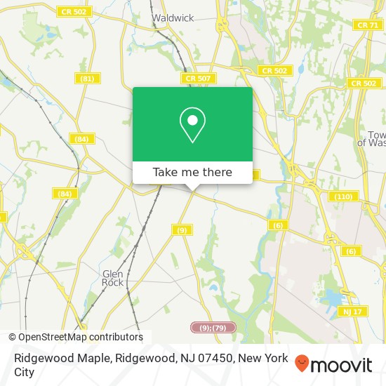 Mapa de Ridgewood Maple, Ridgewood, NJ 07450