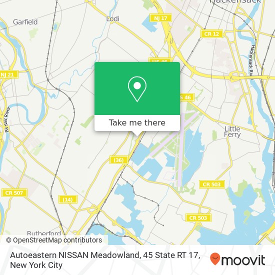 Autoeastern NISSAN Meadowland, 45 State RT 17 map