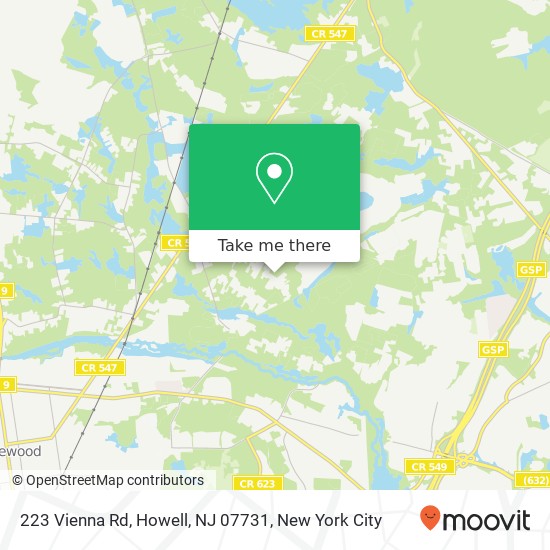 Mapa de 223 Vienna Rd, Howell, NJ 07731