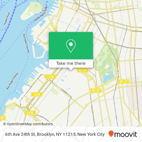 Mapa de 6th Ave 24th St, Brooklyn, NY 11215