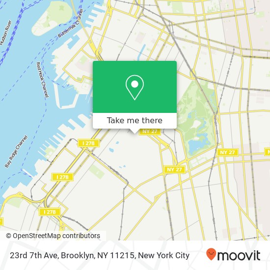 Mapa de 23rd 7th Ave, Brooklyn, NY 11215