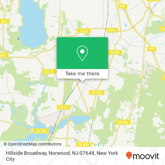 Mapa de Hillside Broadway, Norwood, NJ 07648
