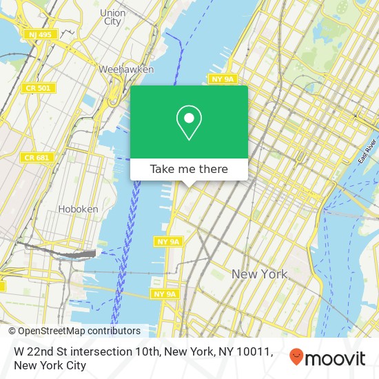 Mapa de W 22nd St intersection 10th, New York, NY 10011