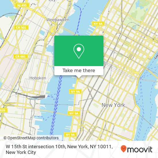 Mapa de W 15th St intersection 10th, New York, NY 10011
