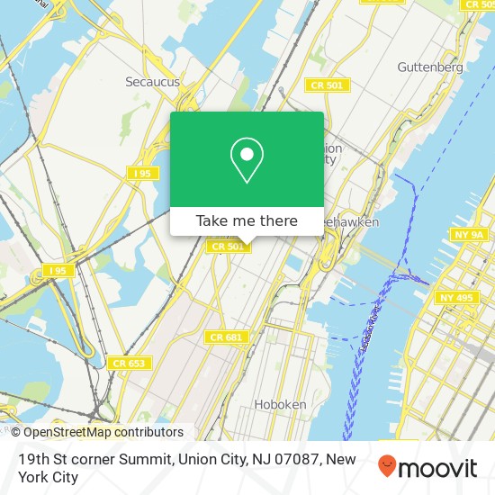 Mapa de 19th St corner Summit, Union City, NJ 07087